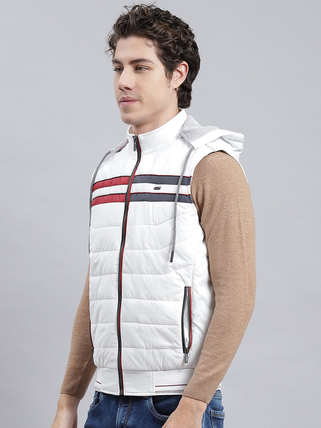 Men White Plain Jacket