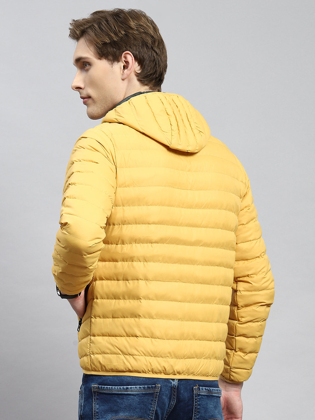 Men Mustard Plain Jacket