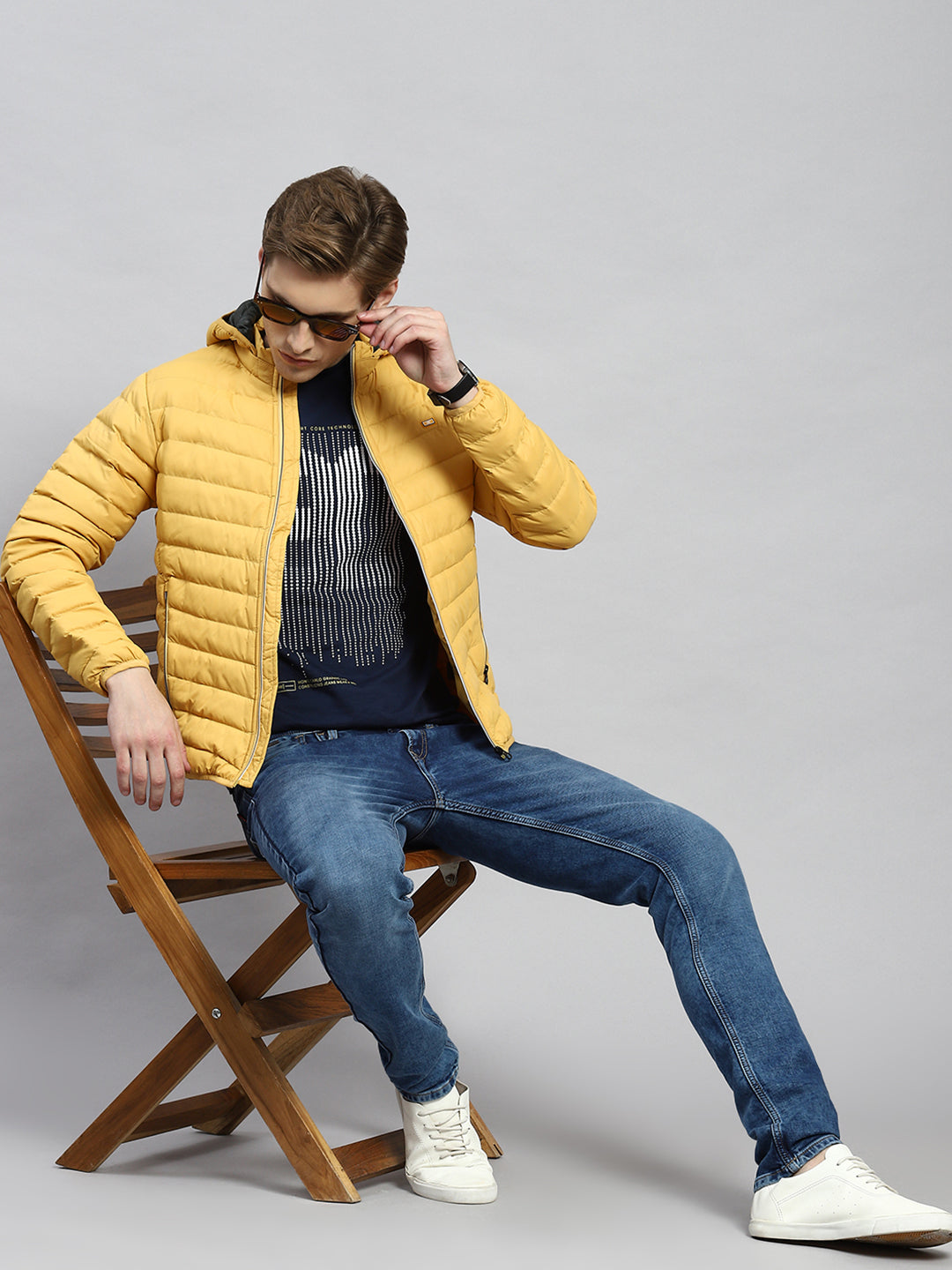 Men Mustard Plain Jacket