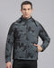 Men Grey Printed Hooded Full Sleeve Jacket