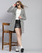 Women Black Self Design Lapel Collar Full Sleeve Coat
