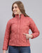 Women Coral Embroidered Stand Collar Full Sleeve Jacket