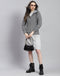 Women Black Self Design Hooded Full Sleeve Sweatshirt