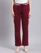 Women Maroon Solid Regular Fit Winter Lower