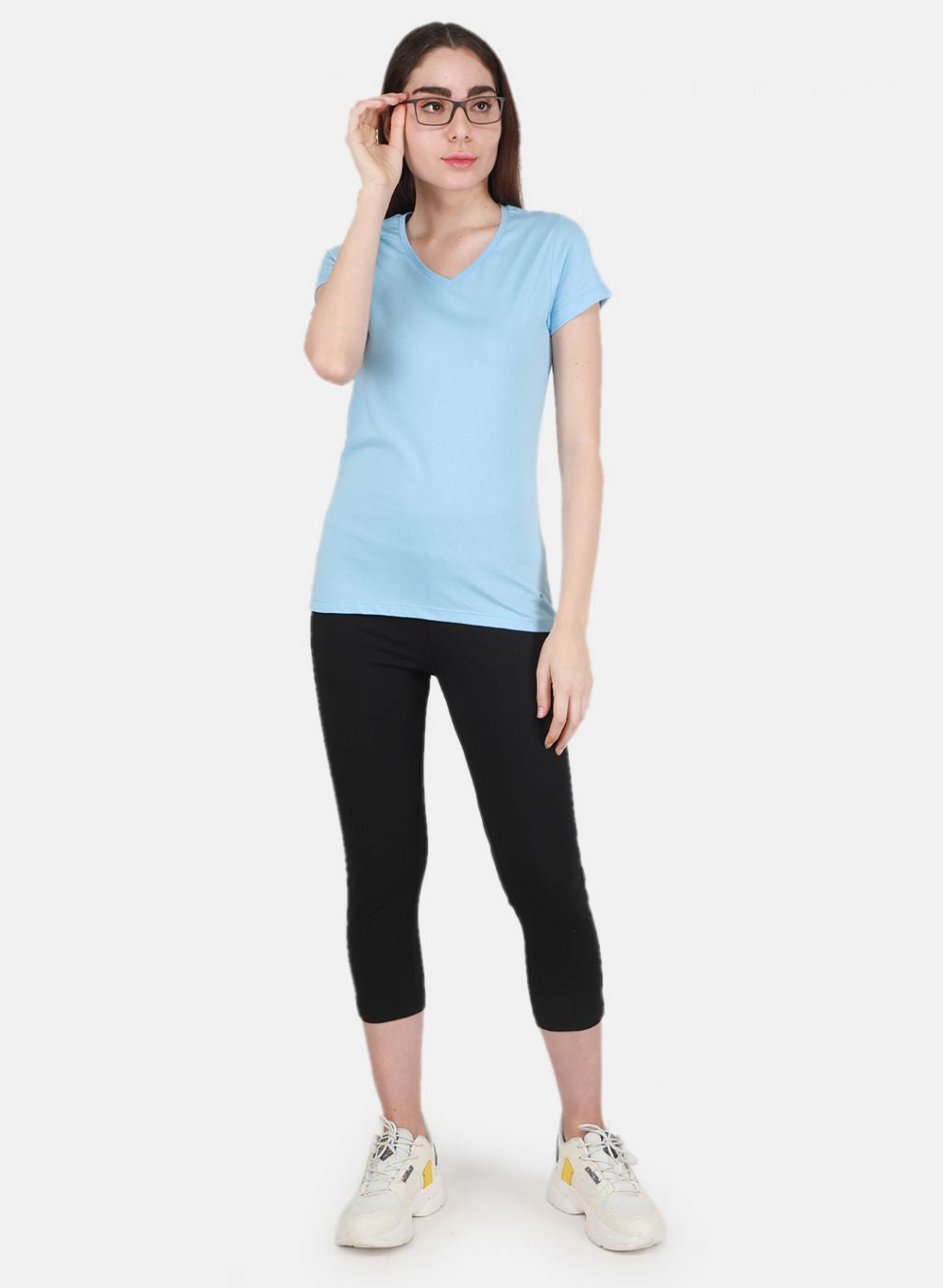 Women Blue & Peach Solid Top 2 Pc Set
