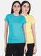 Women Yellow & Turquoise Blue Solid Top 2 Pc Set