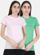 Women Green & Pink Solid Top 2 Pc Set