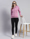 Women Purple Solid Hooded Full Sleeve Sweatshirt