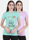 Women Aqua Blue & Purple Printed Top 2 Pc Set
