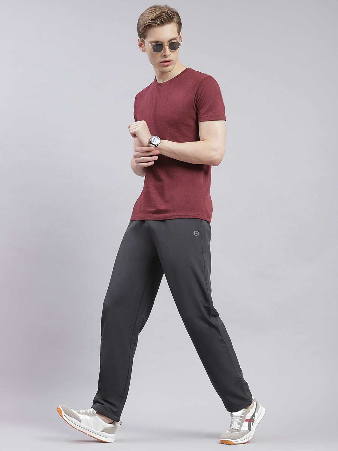 Men Grey Solid Regular Fit Winter Lowers