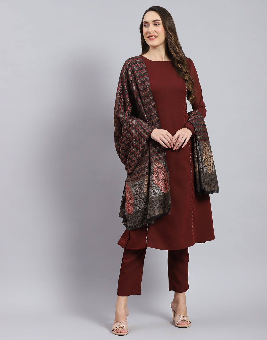 Women Multicolor Self Design Shawl