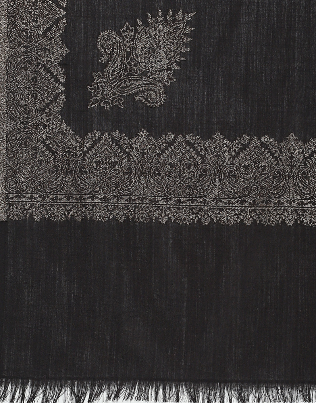Women Black Self Design Stole
