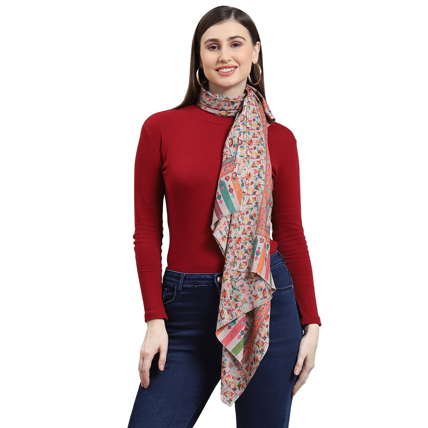 Women Pink Self Design Stole