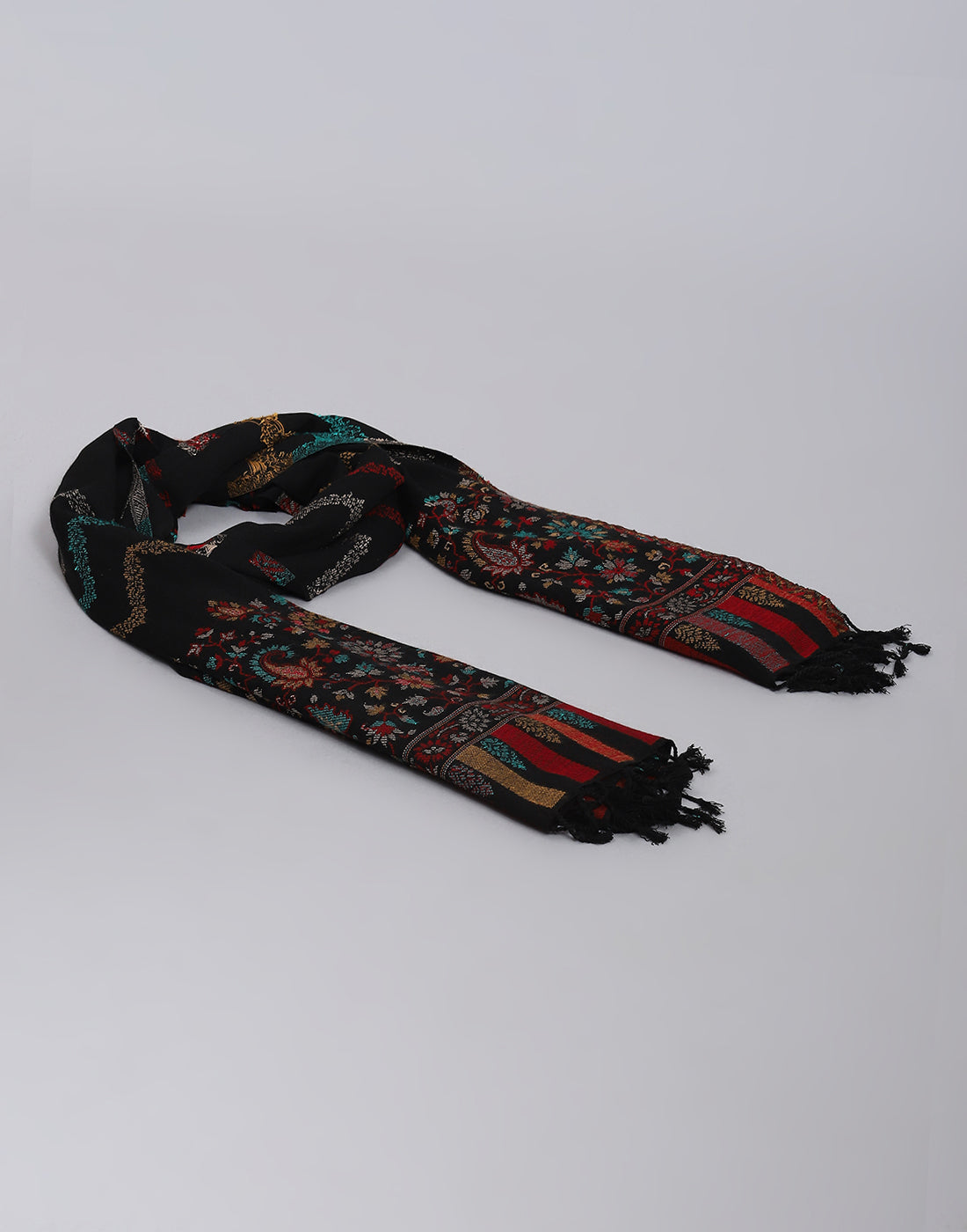 Women Black Self Design Stole