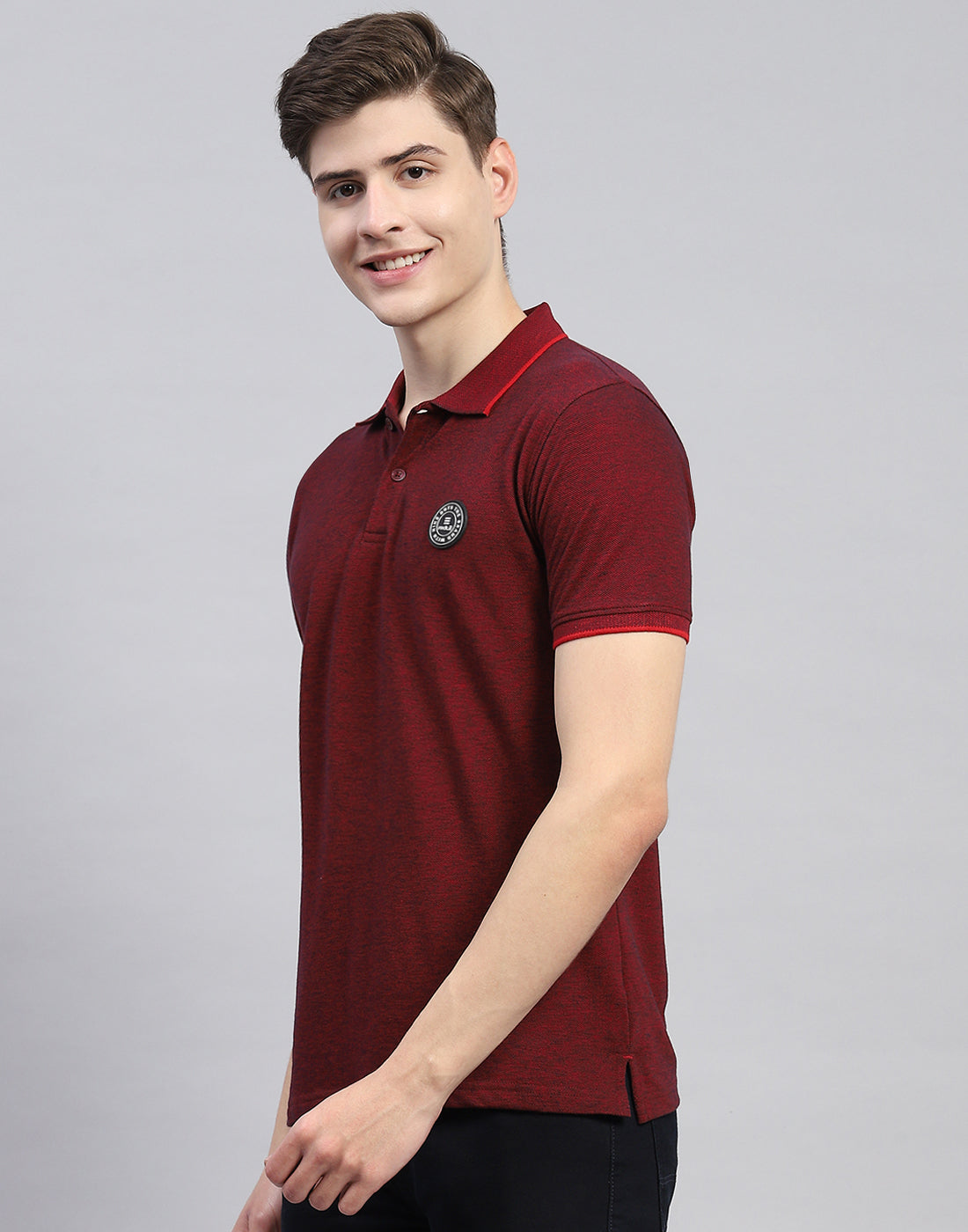 Men Maroon Solid Polo Collar Half Sleeve T-Shirt