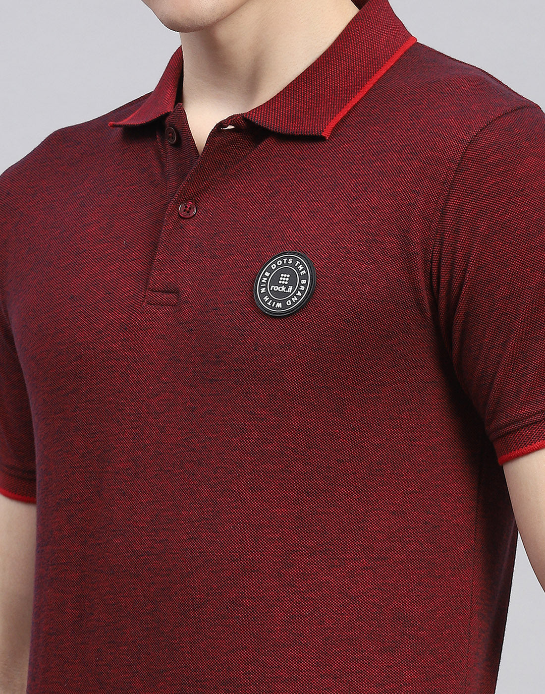 Men Maroon Solid Polo Collar Half Sleeve T-Shirt