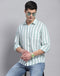 Men Green Stripe Collar Full Sleeve Shirt