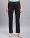 Women Navy Blue Solid Regular Fit Lower