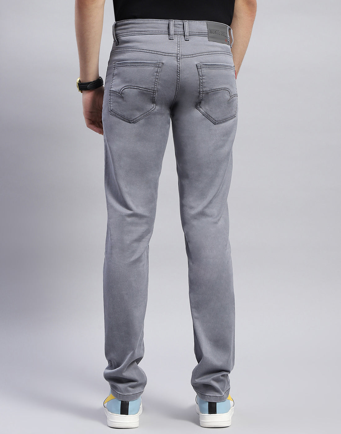 Men Grey Light Wash Narrow Fit Denim