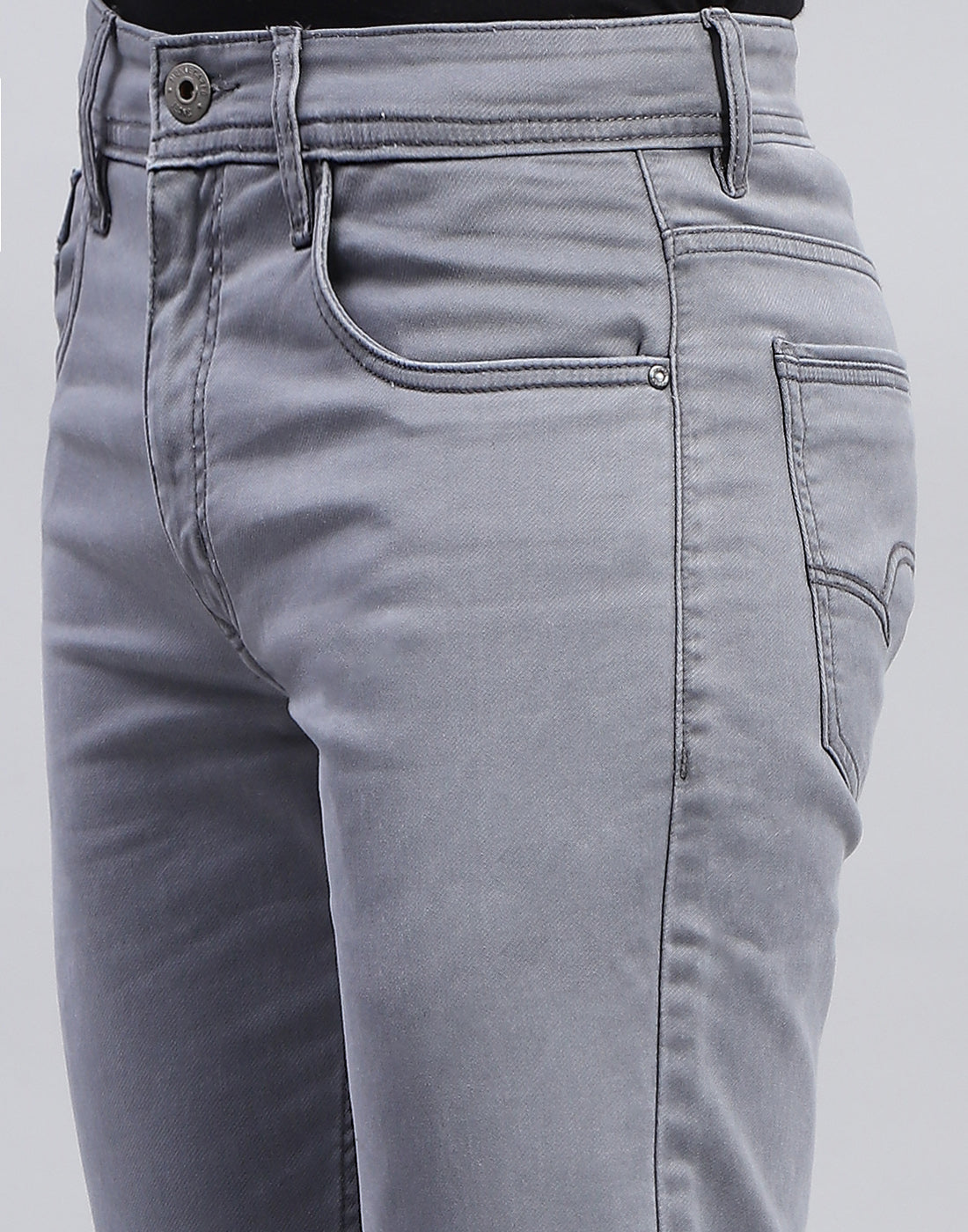 Men Grey Light Wash Narrow Fit Denim