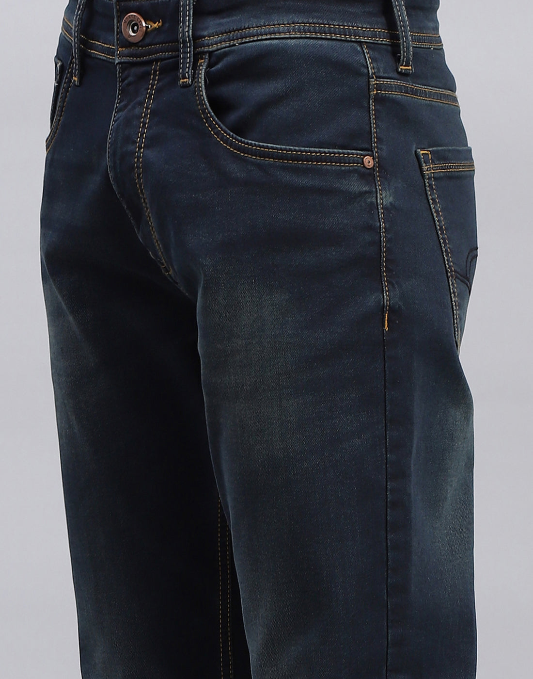 Men Blue Light Wash Straight Fit Denim