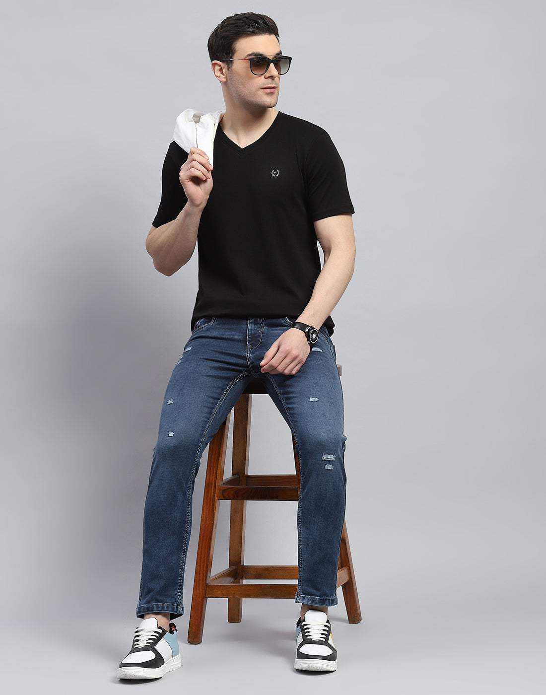 Men Blue Light Wash Slim Fit Denim