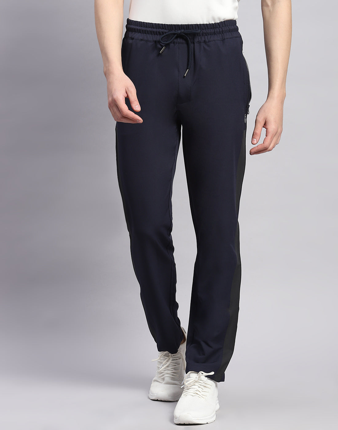 Men Navy Blue Solid Regular Fit Lower