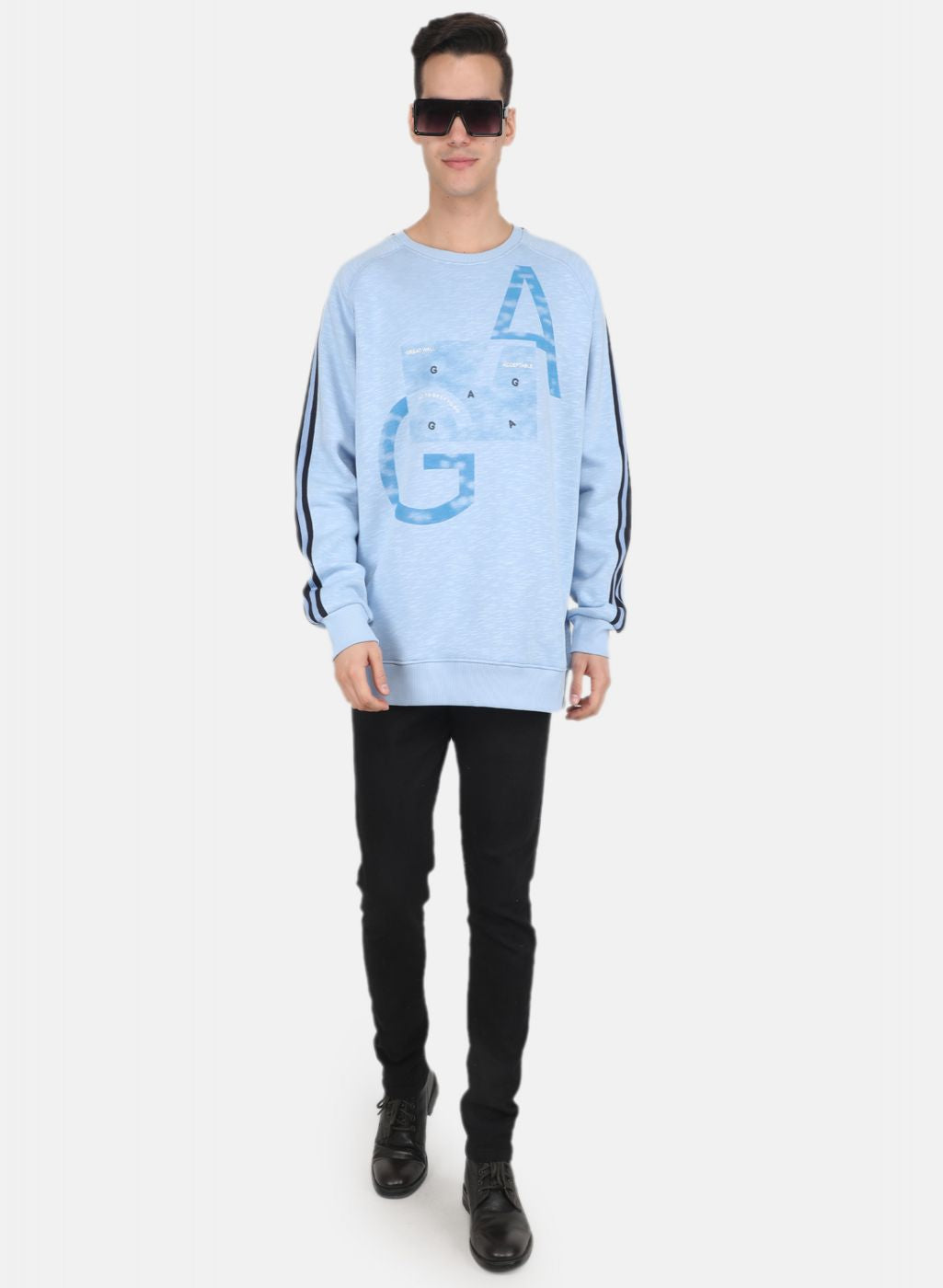 Men Blue Solid Sweatshirt