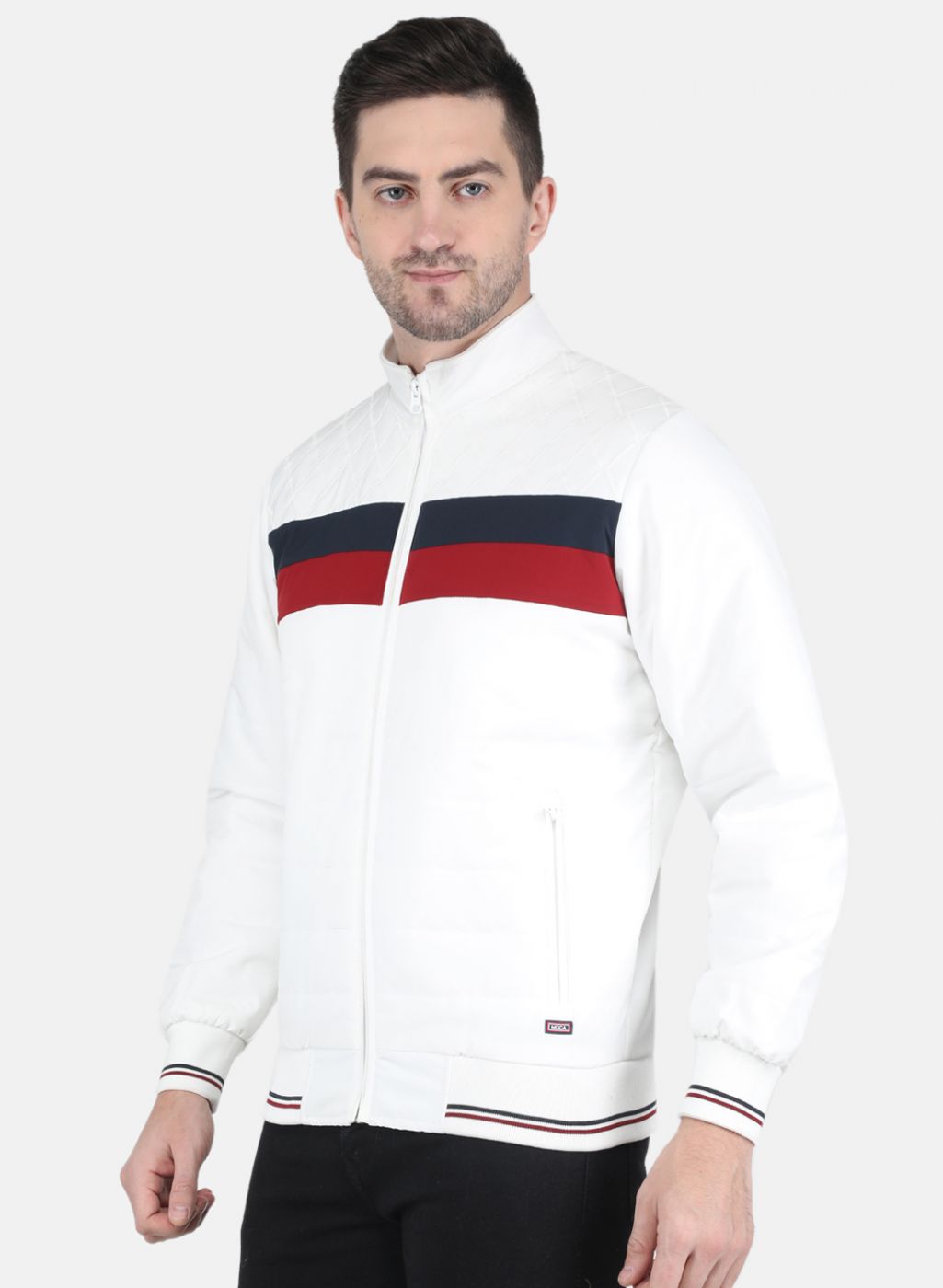 Men White Solid Sweatshirt