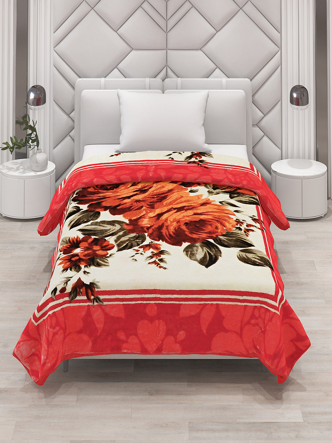 Printed Single Bed Mink Blanket for Mild Winter -1 Ply