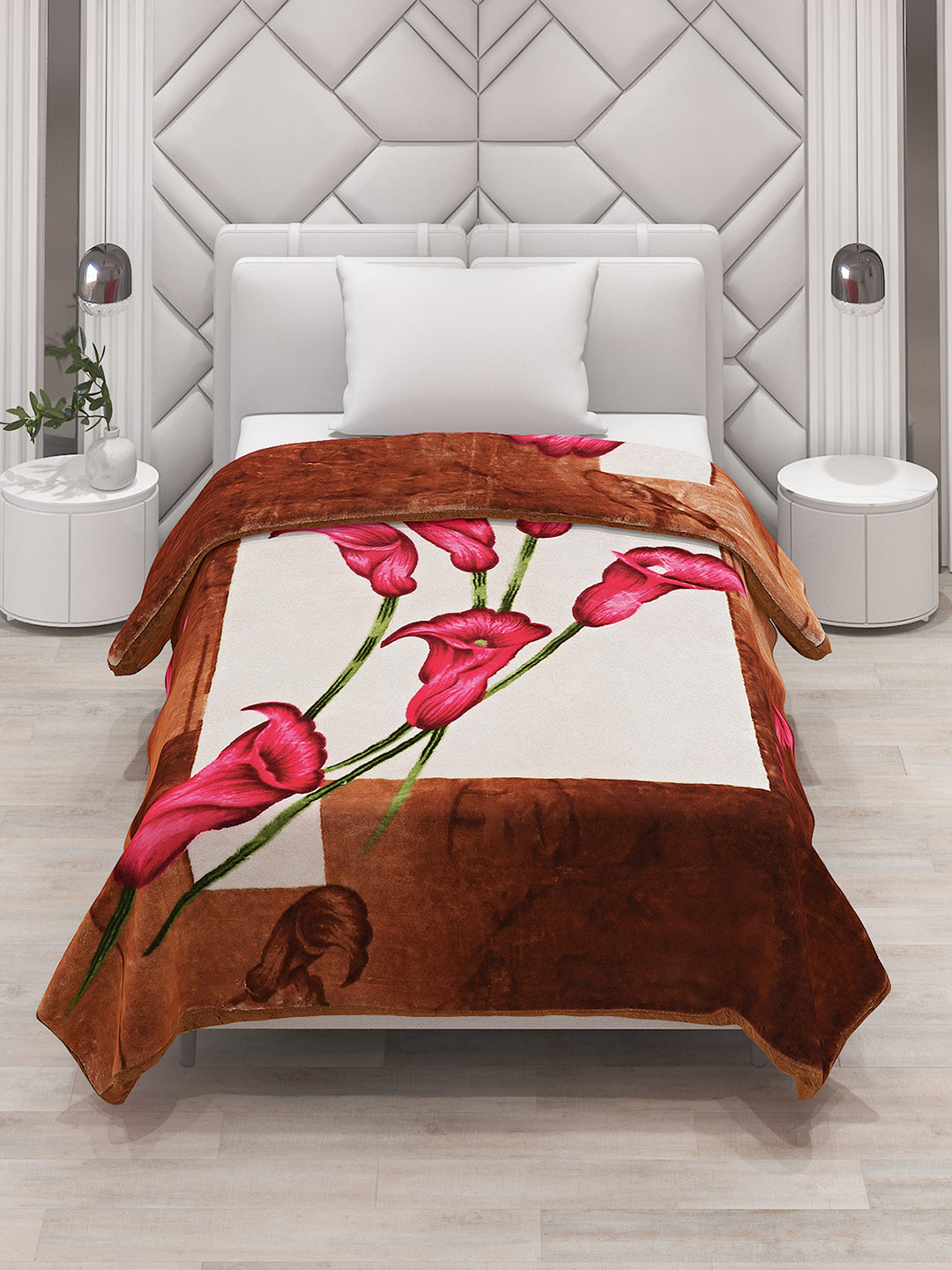 Printed Single Bed Mink Blanket for Mild Winter -1 Ply