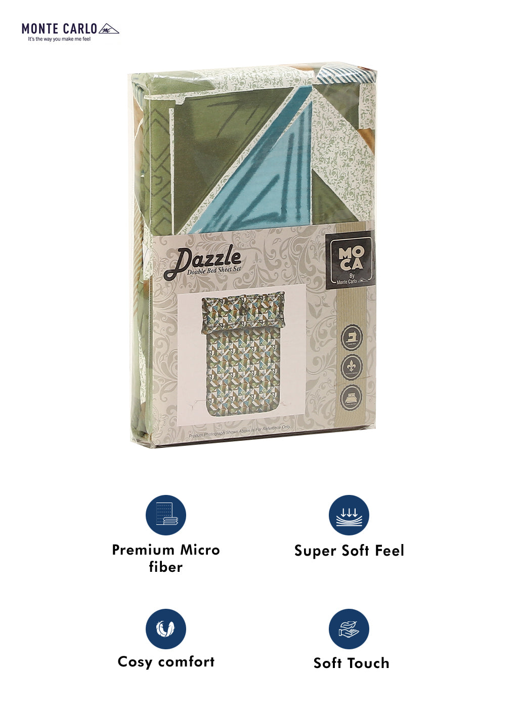 MOCA by Monte Carlo 120 GSM Microfibre Double Bedsheet with 2 Pillow Covers