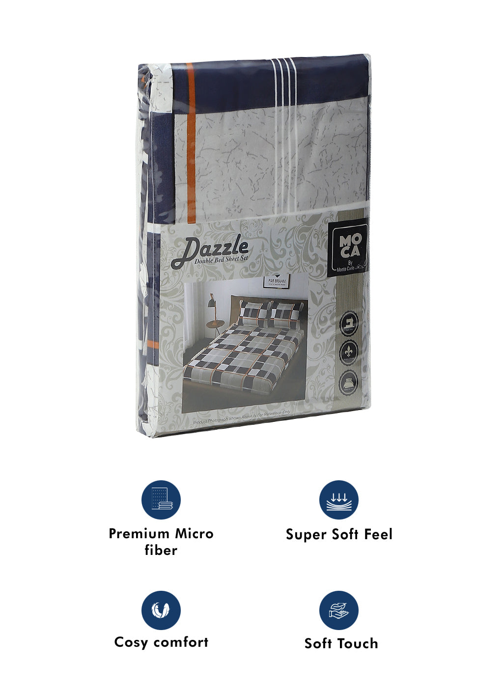 MOCA by Monte Carlo 120 GSM Microfibre Double Bedsheet with 2 Pillow Covers