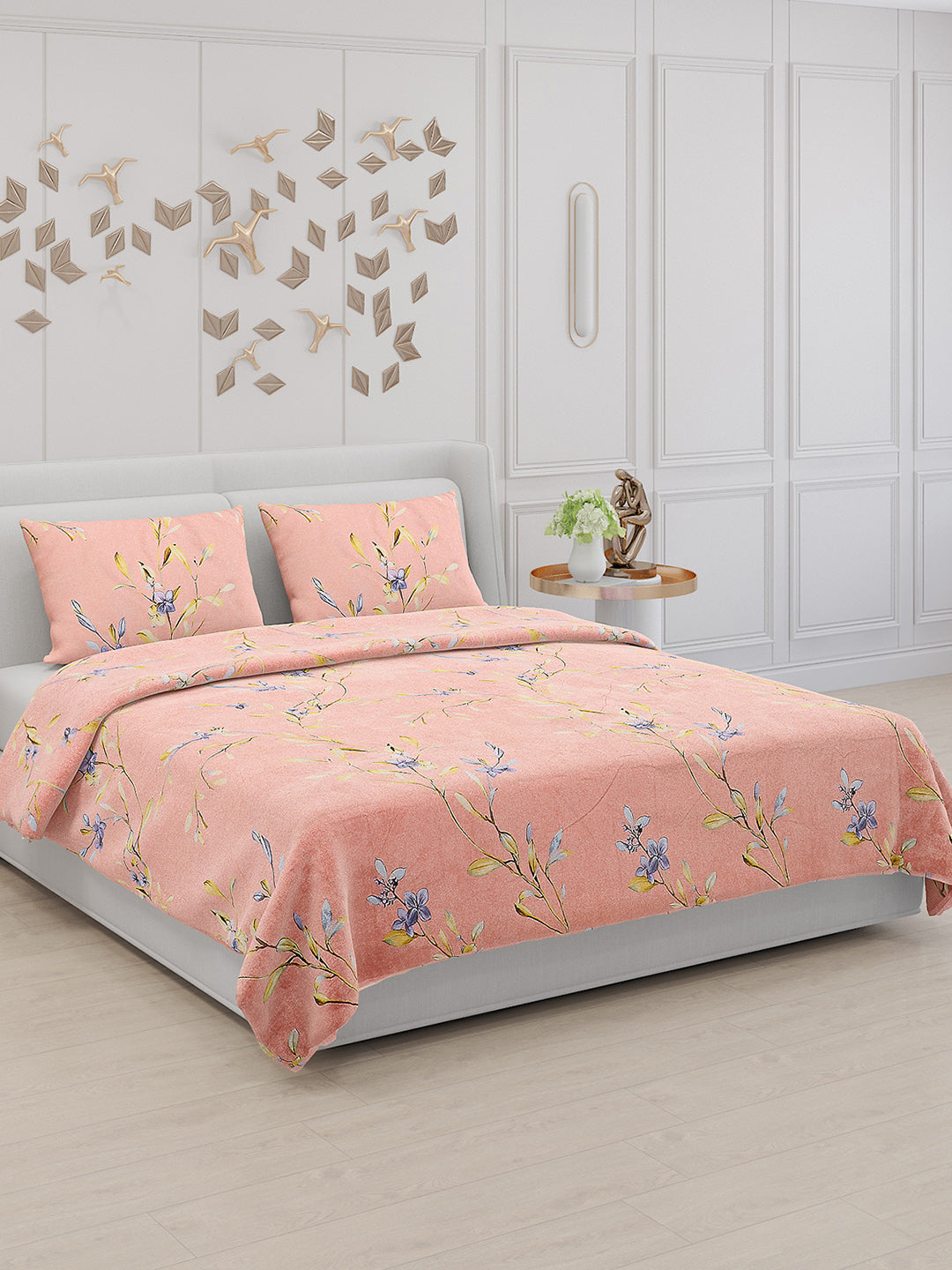 130 GSM Polyester Double Bed Bedsheet with 2 Pillow Covers