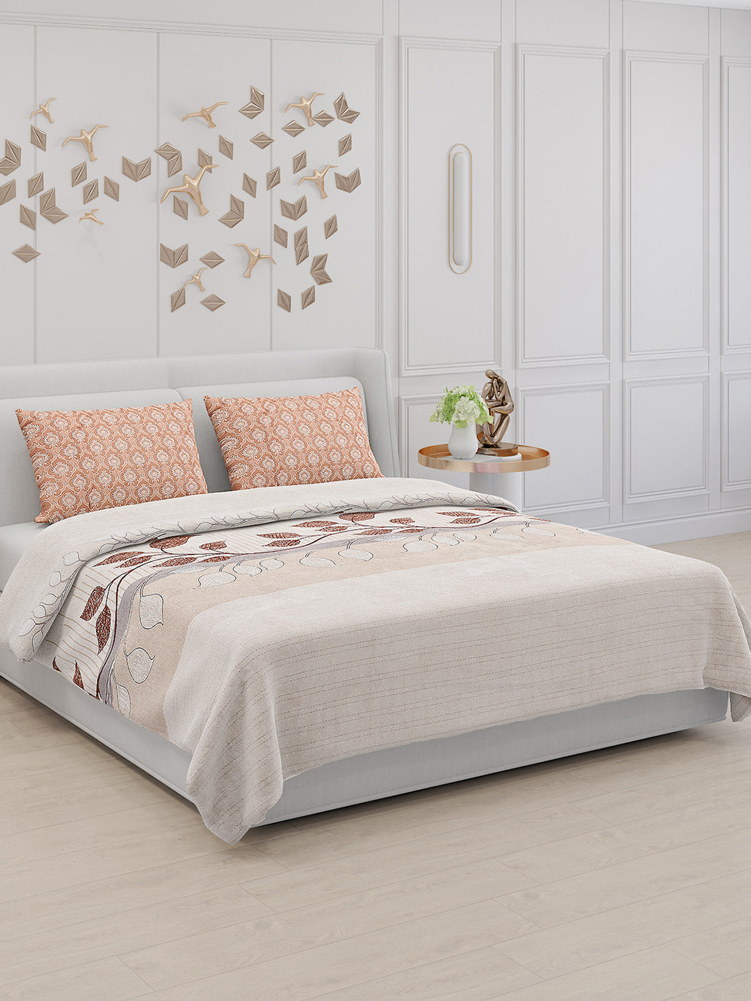 130 GSM Polyester Double Bed Bedsheet with 2 Pillow Covers