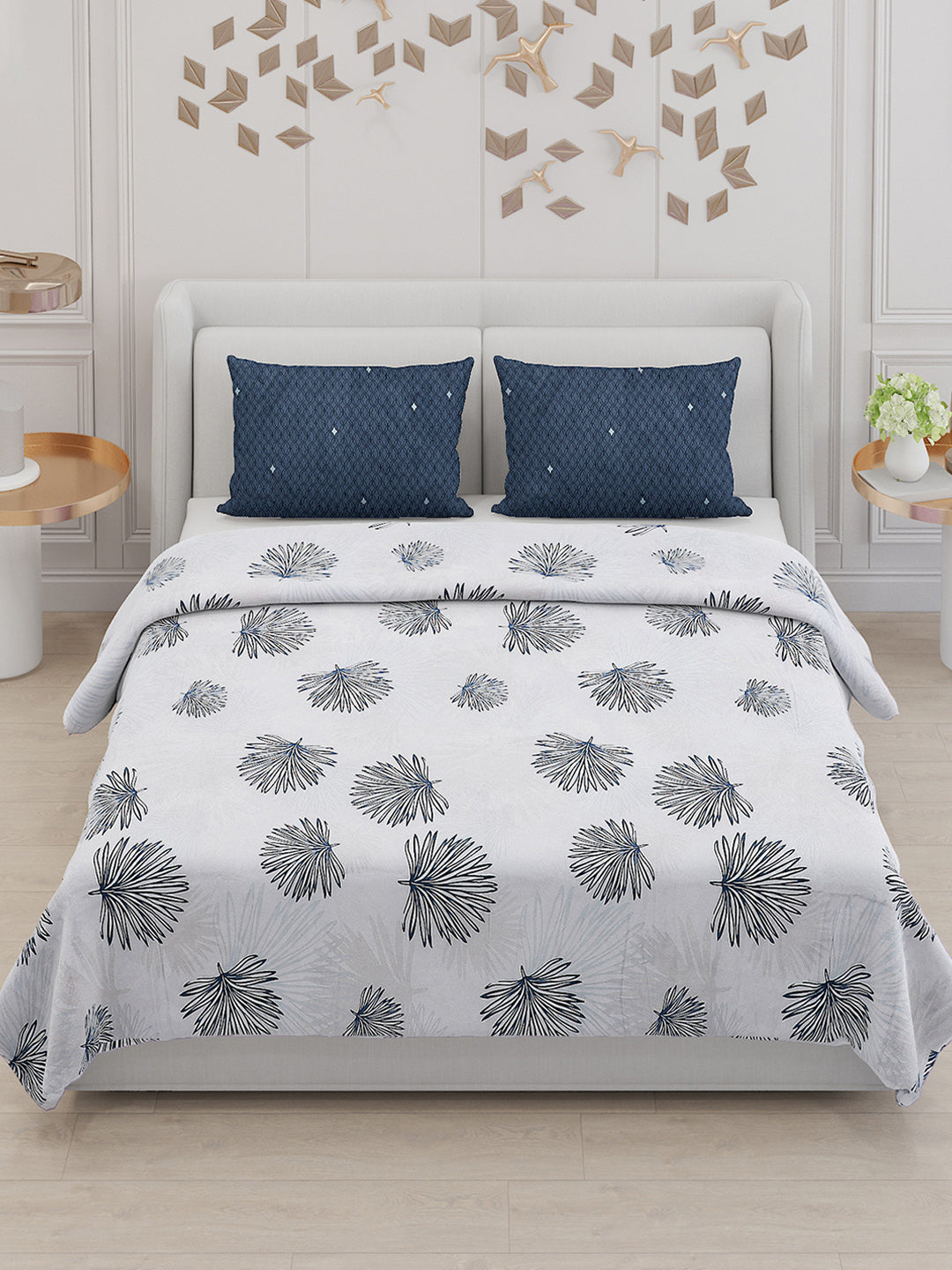 130 GSM Polyester Double Bed Bedsheet with 2 Pillow Covers