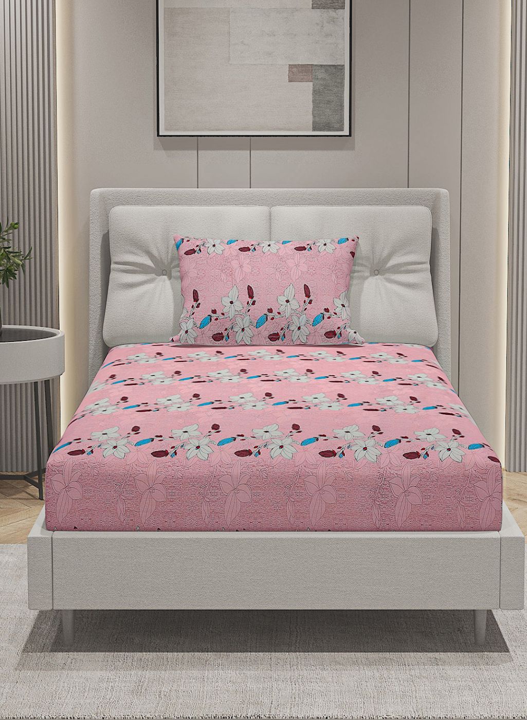 144TC Pure Cotton Single Bedsheet with 1 Pillow Covers