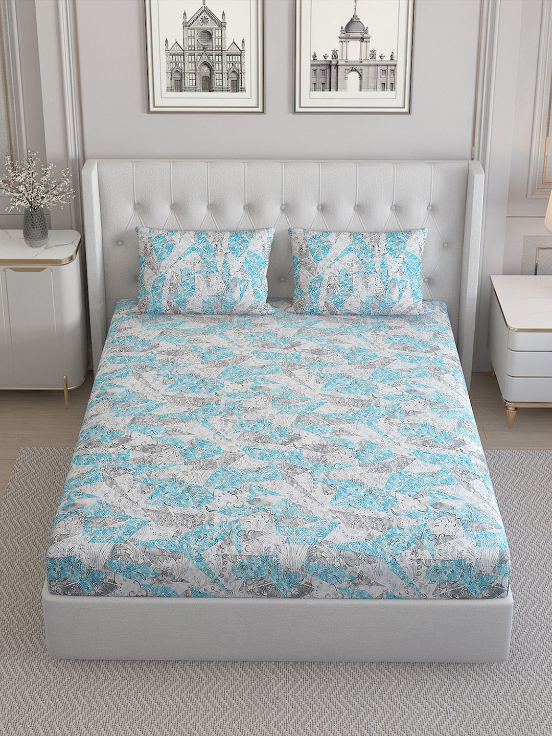 140 TC Cotton Double Bed Bedsheet with 2 Pillow Covers
