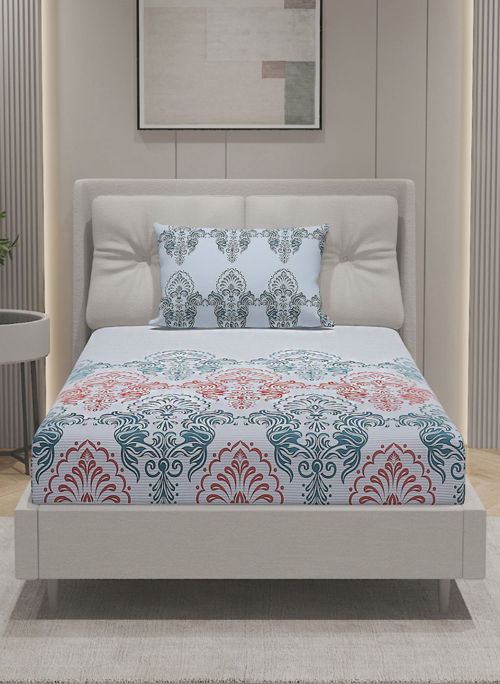 144TC Pure Cotton Single Bedsheet with 1 Pillow Covers