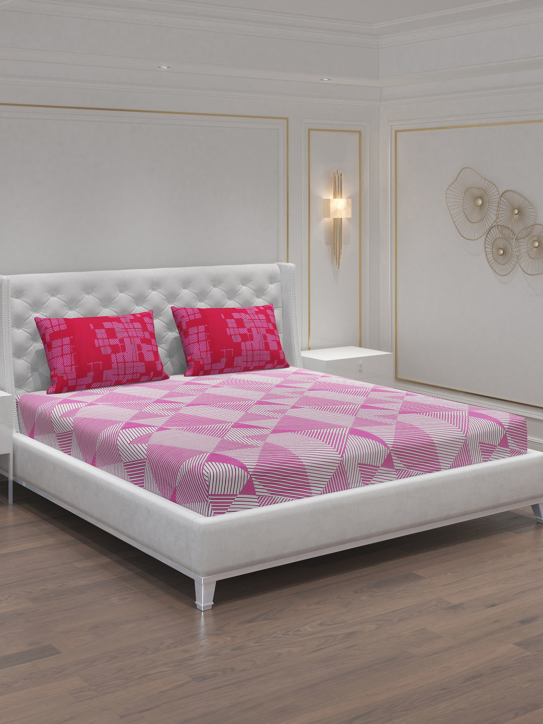MOCA by Monte Carlo 104 TC Cotton Double Bedsheet with 2 Pillow Covers