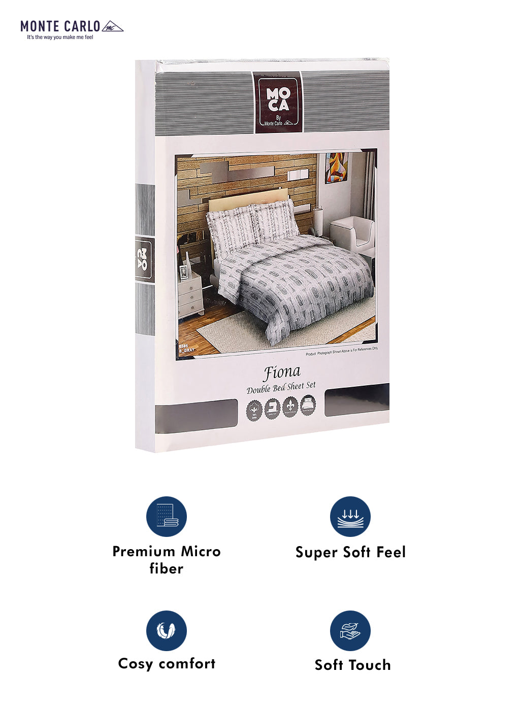 MOCA by Monte Carlo 104 TC Cotton Double Bedsheet with 2 Pillow Covers