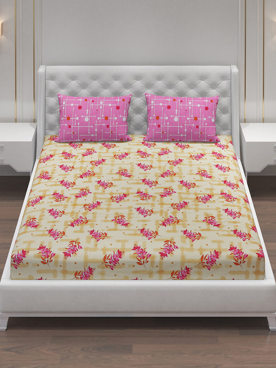 MOCA by Monte Carlo 104 TC Cotton Double Bedsheet with 2 Pillow Covers