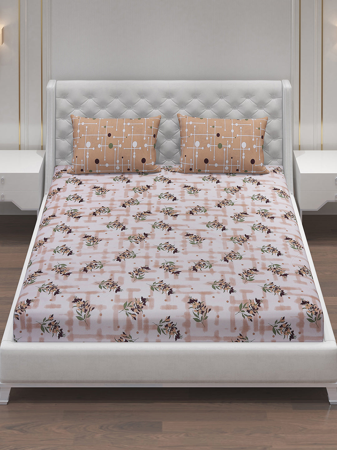 MOCA by Monte Carlo 104 TC Cotton Double Bedsheet with 2 Pillow Covers