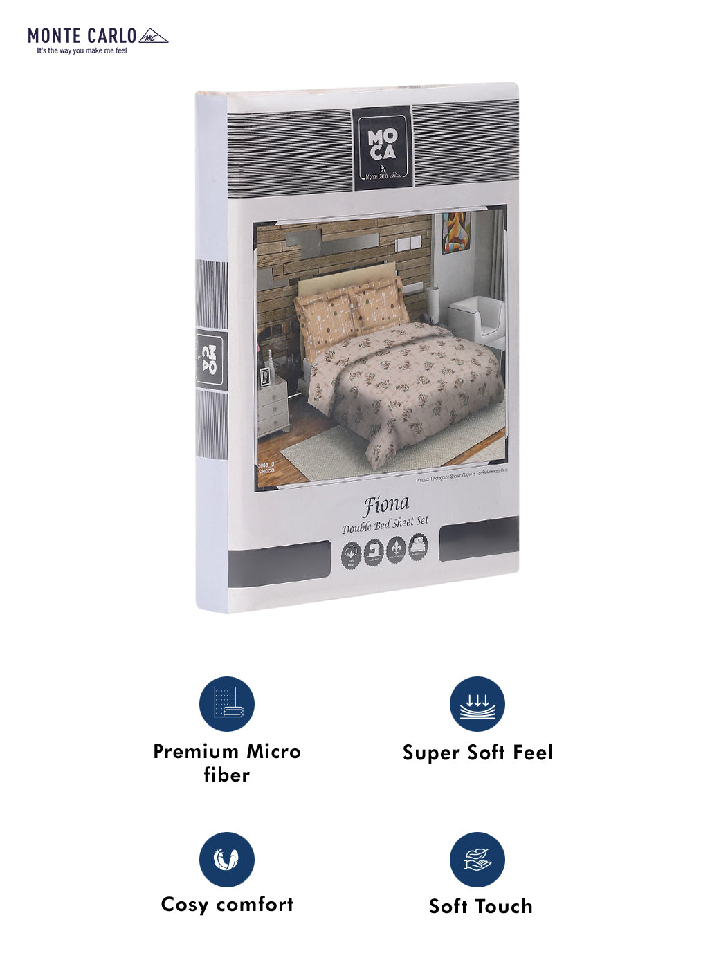 MOCA by Monte Carlo 104 TC Cotton Double Bedsheet with 2 Pillow Covers