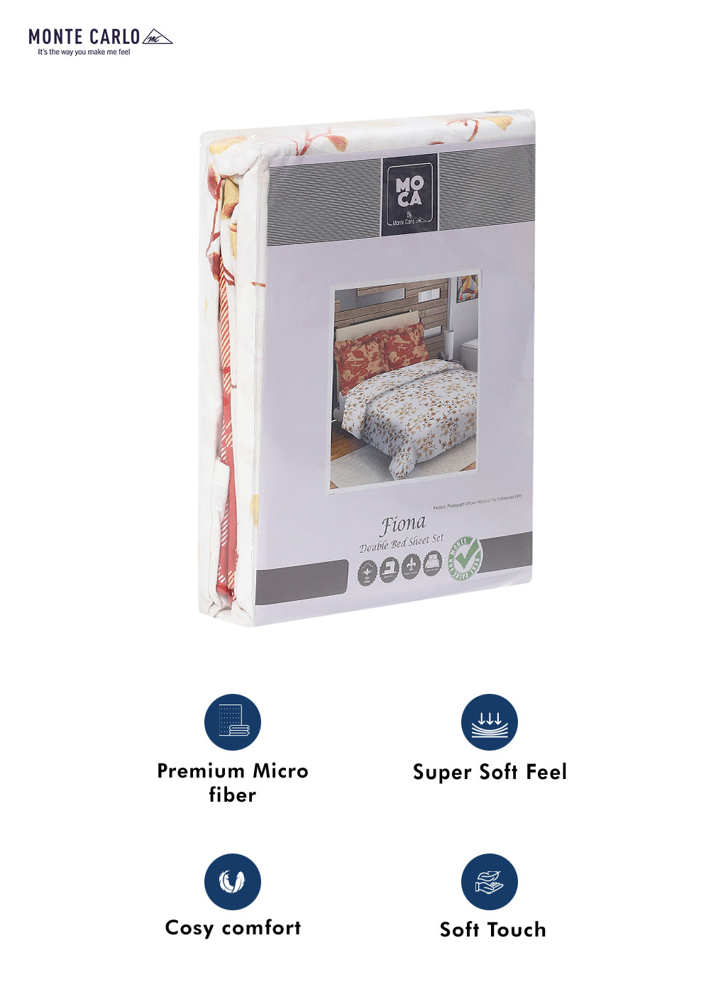 MOCA by Monte Carlo 104 GSM Cotton Double Bedsheet (2 Pcs Set)