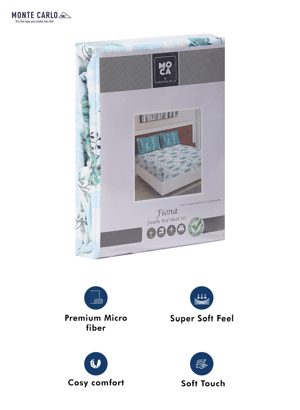 MOCA by Monte Carlo 104 GSM Cotton Double Bedsheet (2 Pcs Set)