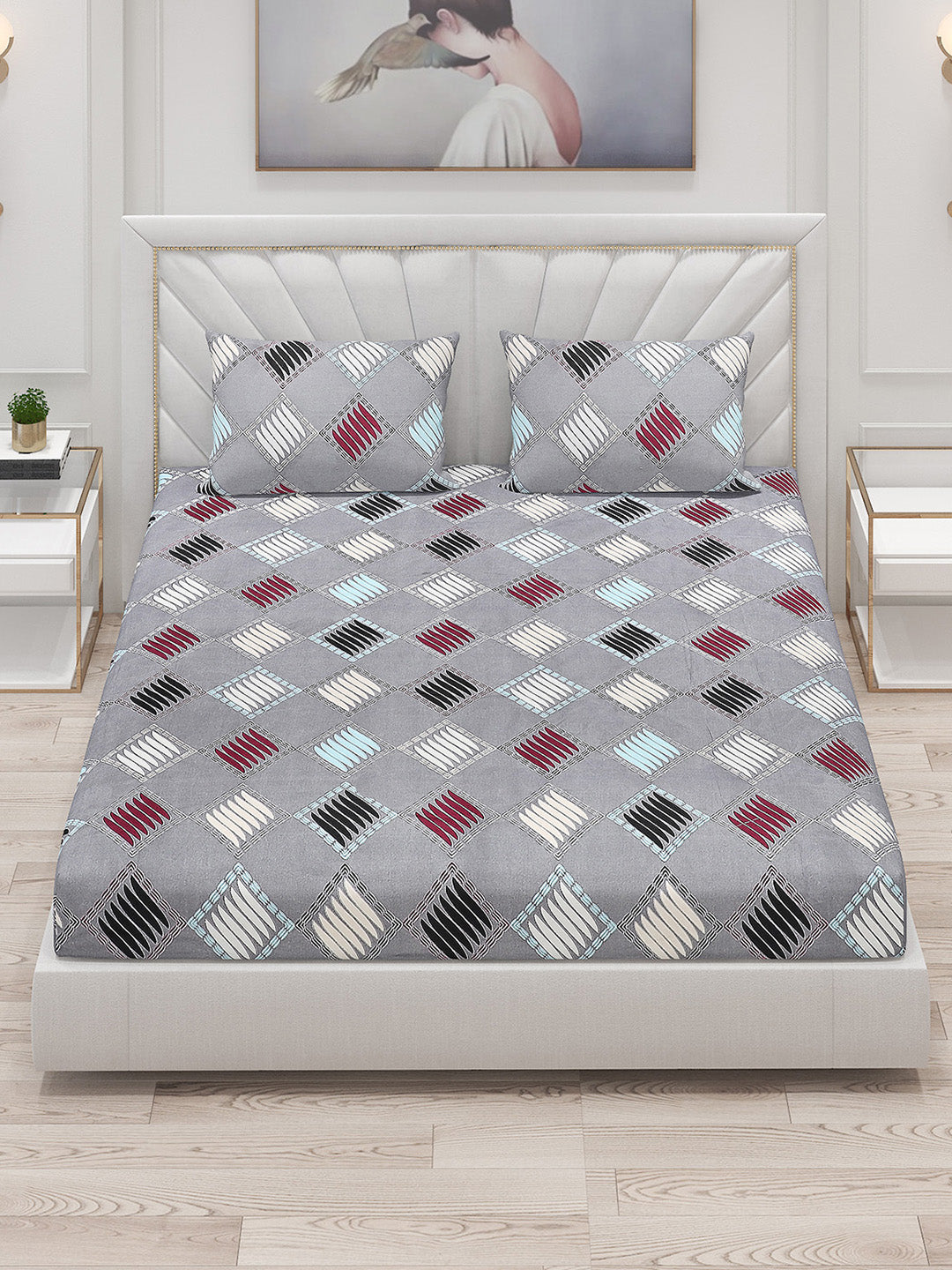 120 GSM  Polyester Double Bed Bedsheet with 2 Pillow Covers - Updated - Updated