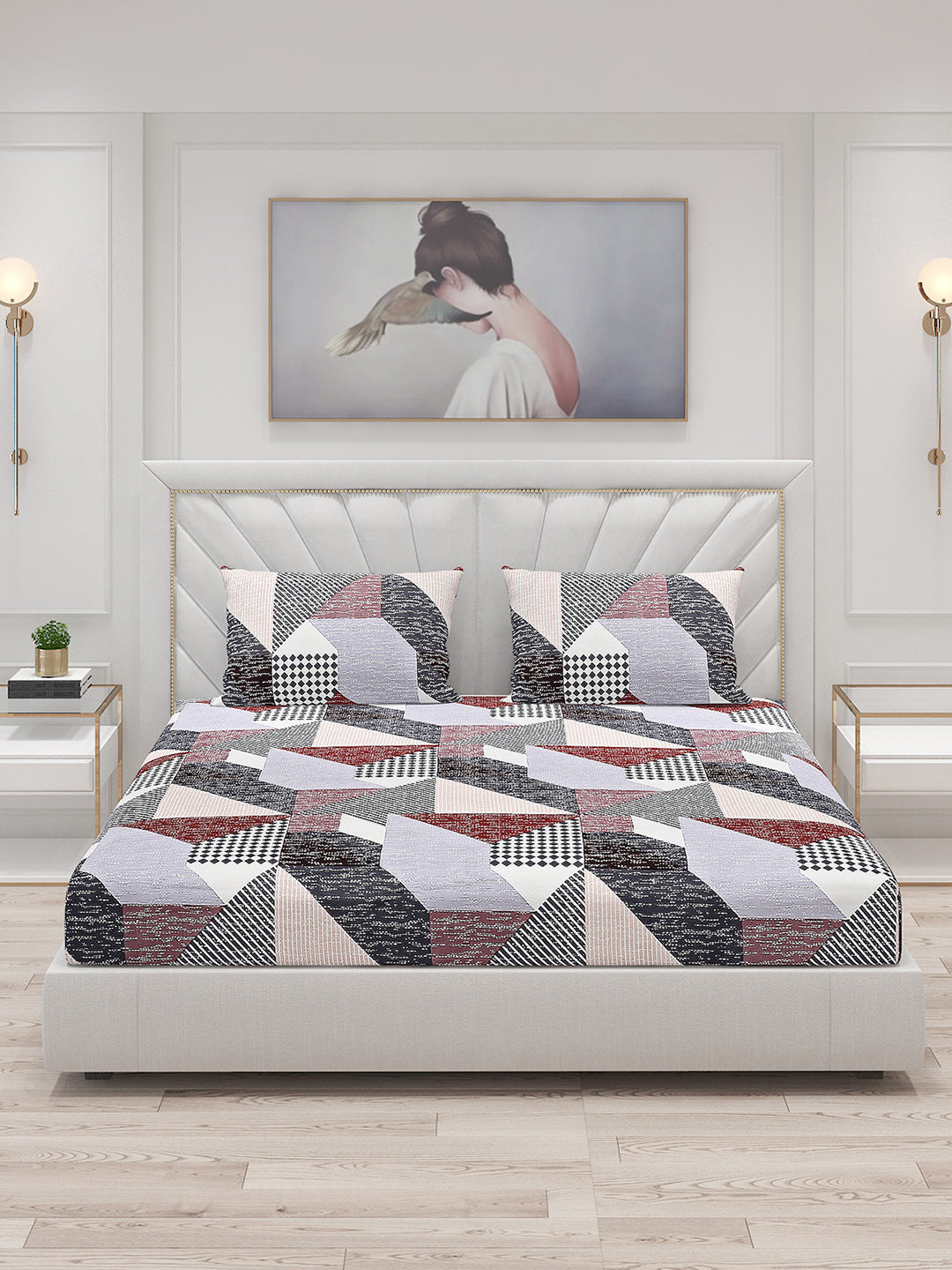 120 GSM  Polyester Double Bed Bedsheet with 2 Pillow Covers - Updated - Updated