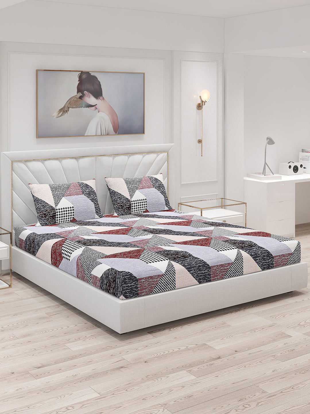 120 GSM  Polyester Double Bed Bedsheet with 2 Pillow Covers - Updated - Updated