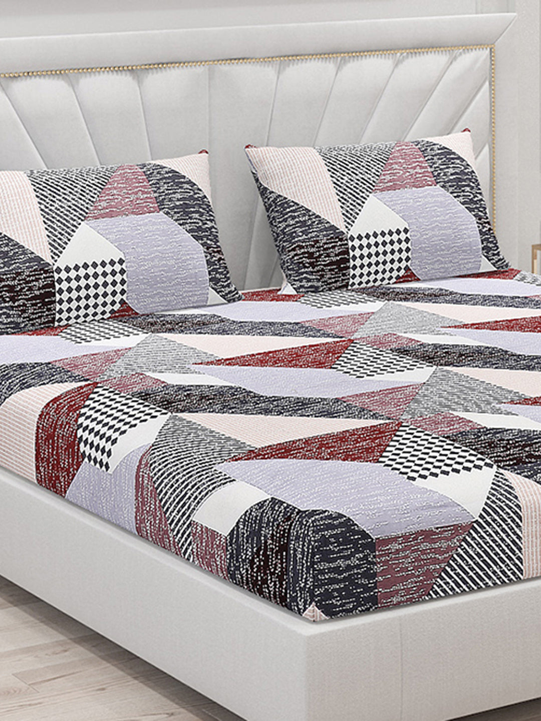 120 GSM  Polyester Double Bed Bedsheet with 2 Pillow Covers - Updated - Updated